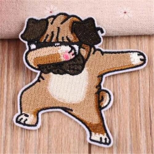 ChicLady Clothing diy embroidery funny dog iron on patch deal with it cartoon biker patches for clothes girls Christmas stickers