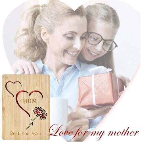 Wooden Greeting Card Photo Albums Letter Heart Patterns Handmade Cards DIY Gift for Mothers Day Thanksgiving Day
