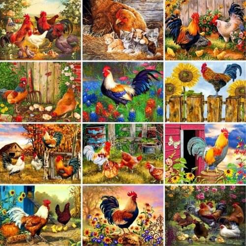 GATYZTORY 40x50cm Frameless Rooster Painting By Numbers Animals On Canvas Pictures By Numbers Home Decoration