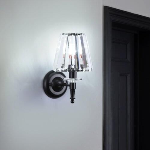 Crystal Wall Lamp Light Luxury American Living Room Background Wall Bedside Bedroom Stair Aisle Black Nordic Lamps