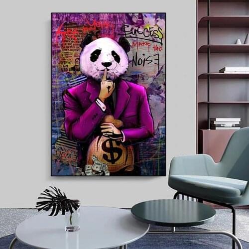 Graffiti Art Oil Paintings Money Dollar Panda Wall Art Canvas Posters And Prints Modern Wall Picture For Living Room Home Decor