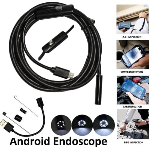 Android Phone Inspection Camera 1M 2M 5M 3.5M 7mm lens Endoscope inspection Pipe IP68 Waterproof 480P HD micro USB Snake Camera