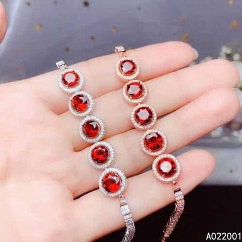KJJEAXCMY fine jewelry natural garnet 925 sterling silver new women gemstone hand bracelet support test noble