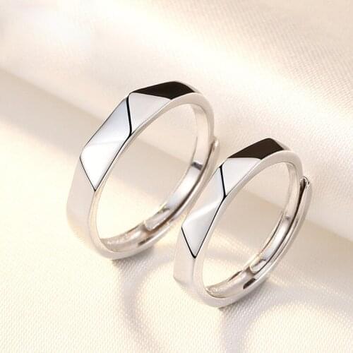 925 Sterling Silver Mirror Finish Love Ring Resizable Lovers' Ring Couple Ring Boyfrid Girlfriend Gift
