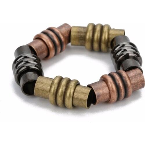 LOULEUR 5pcs/bag Hole Size 6mm Round Magnetic Clasps Leather Cord Bracelet Connectors For DIY Jewelry Findings Making Materials