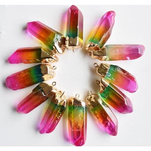 Natural stone 3 colour Crystal pendant for diy Jewelry making necklace Accessories Wholesale 12Pcs/Lot free shipping