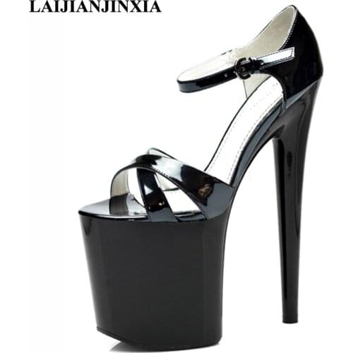 LAIJIANJINXIA 2018 Same Star Women Dancing Shoes Wedding Party 20cm Utlra High Heels Platform Sandals Pole Dance Shoes