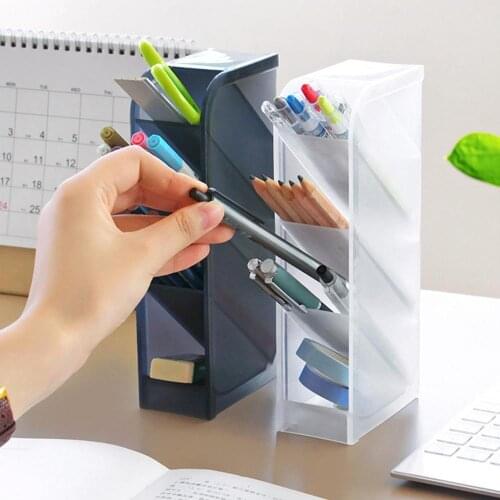 Multifunction Desktop Pen Holder 4 Grids Office School Desk Sundries Storage Case For Pen Makeup Brush Desk Pen Pencil Organizer