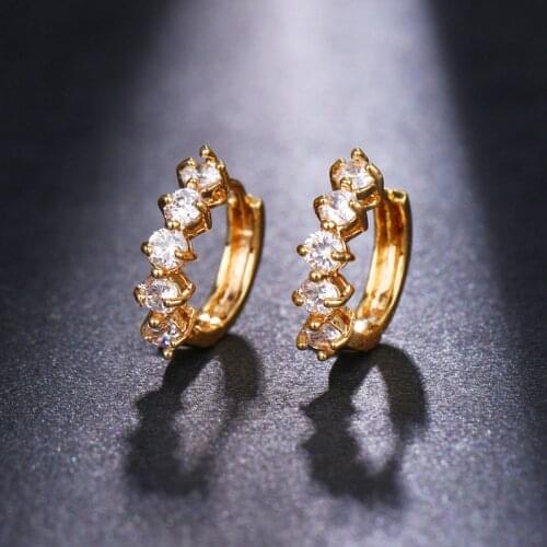 Fashion Gold Color Zircon Hoop Earrings for Women 2021 Vintage Round Crystal Circle Wedding Jewelry Statement boucles d'oreilles