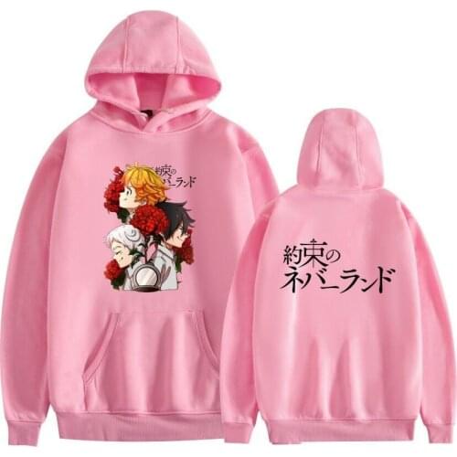 The Promised Neverland Hoodies Anime Cosplay Solid Oversized Men Women Pullovers Loose Streetwear Casual Sweater 2021 Sweatshirt