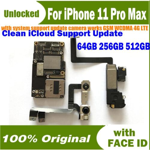 For iPhone 11 pro max Motherboard With / No Face ID Clean Original Replaced Main Board good Tested Facial Function LTE SupportMB