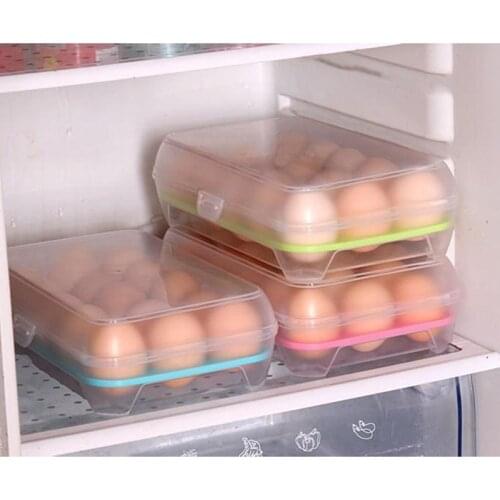 15 Egg Holder Boxes Storage Box For Refrigerator Eggs Tray Case Container Kitchen Storage Clear Food Egg Organizer Kitchen Tools