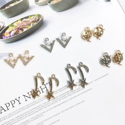 10pcs New Meteor Alphabet Notes Buttons Gold Silver color Jewelry Accessories Alloy Headwear Earrings Pendant Korean Explosion