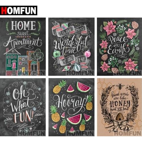 HOMFUN Full Square/Round 5D DIY Diamond Embroidery "Blackboard text" Diamond Painting Cross Stitch 5D Decor gift A06829