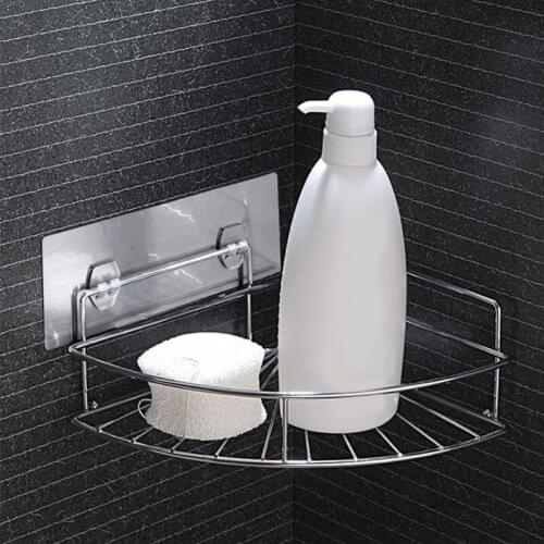 Stainless steel Suction cup rack Kitchen bathroom Corner Storage Rack Organizer Shampoo Soap Cosmetic Shower Shelf 5006