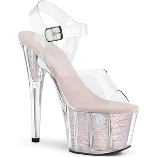 Stage new custom, transparent vamp heels, 15 cm sexy model catwalk pole dancing shoes
