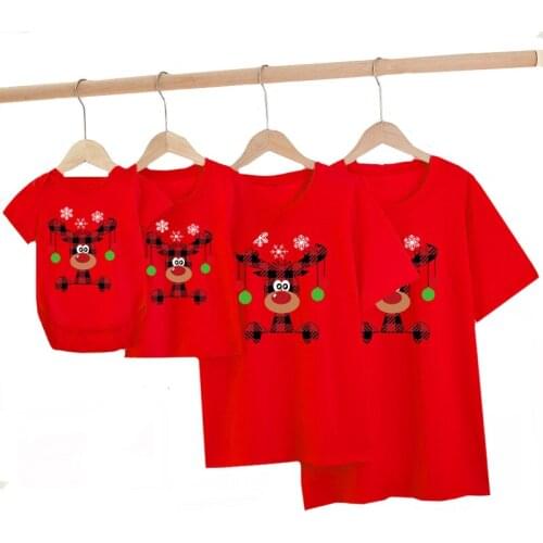 Christmas Deer Family Matching Outfits Mother Daughter Father Son T-Shirt Family Look Adult Kids Baby Men Women Clothing