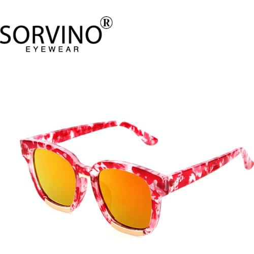 SORVINO Fashion Big Frame Square Colorful Sunglasses New Korean Style Glasses Red Women Men Ins Trend Retro High Quality A0017