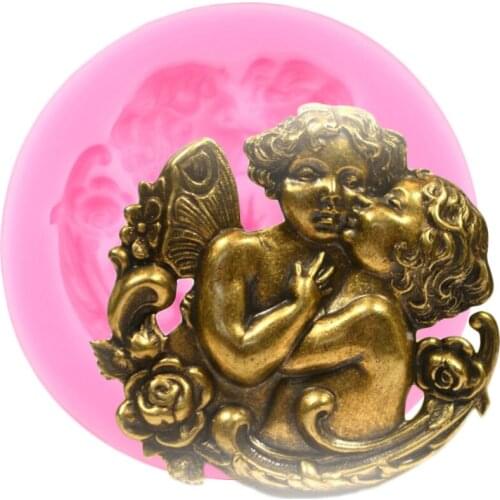 Mom Baby Angel Silicone Mold Baroque Relief Fondant Molds Jelly Pudding Chocolate Candy Resin Molds DIY Cake Decorating Tools