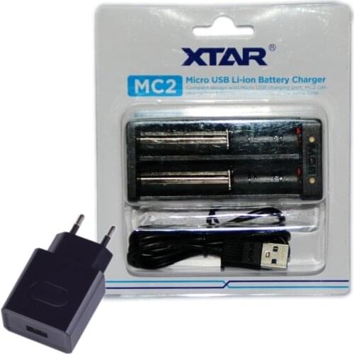 XTAR MC2 Mini USB Li-ion Battery Charger Universal 3.7V for 18650 20700 21700 14500 16340 10440 26650 Batteries