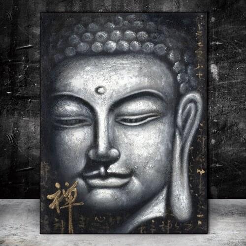 Vintage Sliver Buddha Oil Paintings Print On Cnavas Art Prints Chinese Style Buddhism Canvas Art Prints Wall Pictures Home Decor