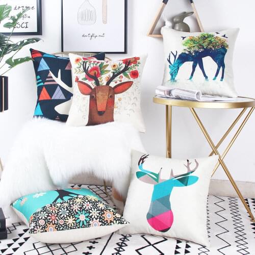 Zeroomade Morden Forest Deer Cushion Covers Cheap Decorative Nordic Cotton Linen Thorw Pillowcases For Home Sofa Bed Chair 45x45