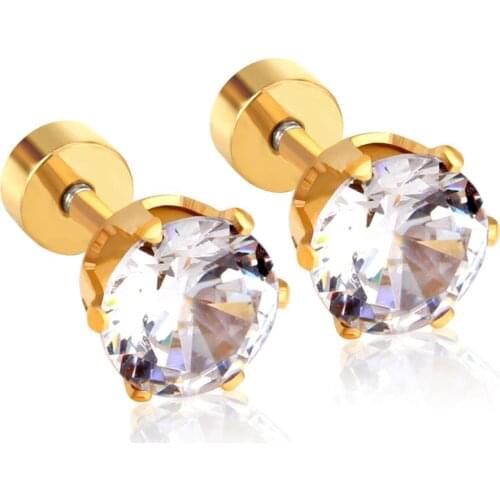 LUXUKISSKIDS Round Clear Crystal Earrings Set Screw Back Stud Earings Fashion Korean Jewelry For Women Style aretes de mujer