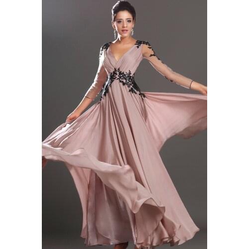 2018 Mermaid Prom gown Fashion Evening A-line V-neck Floor-length Applique Code robe de soiree mother of the bride dresses