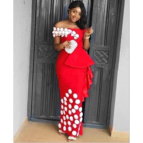 Elegant 3D Sunflower Prom Dresses Red Off Shoulder Evening Dress Peplum robe de soiree abiye Custom Modest Long Evening Dress