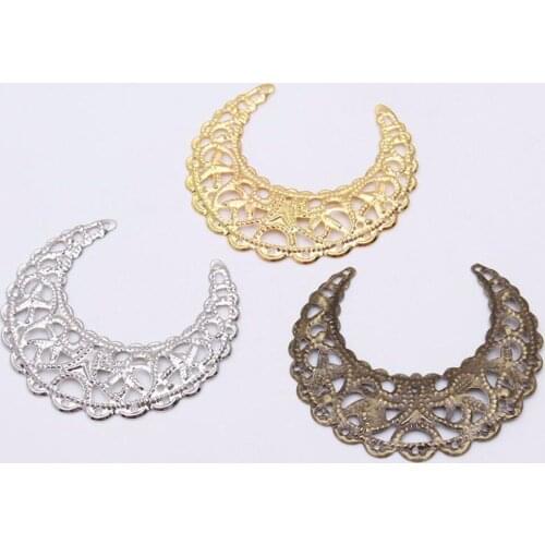 100pcs 42mm Metal Hollow Moon Film Beads For Sewing Craft Diy Bride Hair Headwear Bag Clothes Decoration