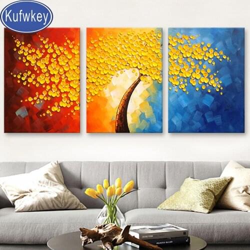 3 panel diy diamond embroidery Yellow Flower mosaic square drill 3d picture of rhinestone diamond painting Amazing gift