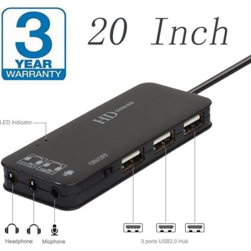 3 Port USB Hub With External 7.1 Channel Sound Card Headset Microphone Adapter USB Hub 2.0 For PC Laptop Computer Headphones