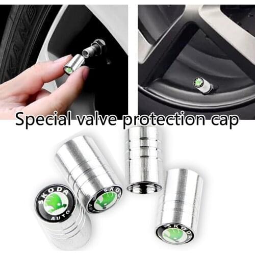 4 Pcs/set Car Tyre Air Stems Cove Wheel Round Tire Valve Caps for Skodas Octavia A5 A7 Fabia Superb Car-styling Accessories