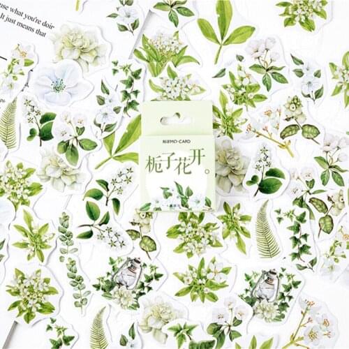 46pcs Gardenia flower Stickers Set 44mm Mini Jasmine Sticker for DIY Decoration Seal Adhesive Album DIY tools Kids Gift F384