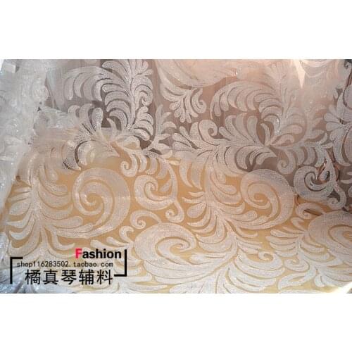 140*100cm sequined Shiny white wedding children dress DIY Embroiderd headdress table cover DIY fabric patch free ship