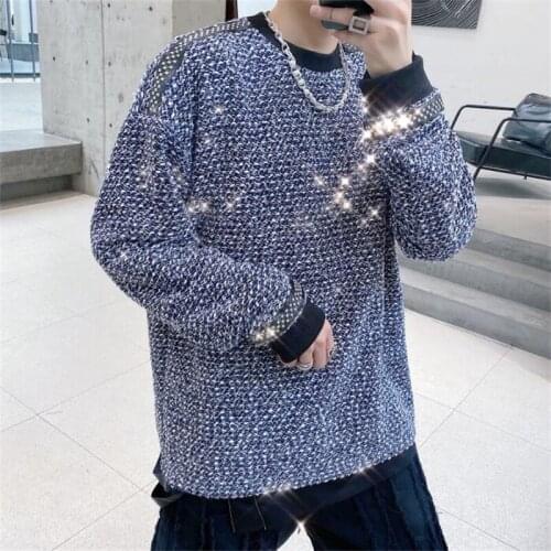 Nightclub shiny rivet sweater men and women bar singer performance clothes loose pullover knit clothes blusa de frio masculino