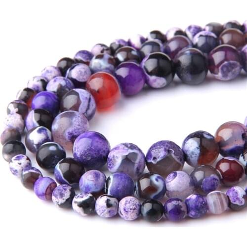Wholesale Purple Fire Agates Beads Natural Stone Round Agat Onyx Loose Beads 4 6 8 10 12mm Pick Size for Jewelry Making Supplies