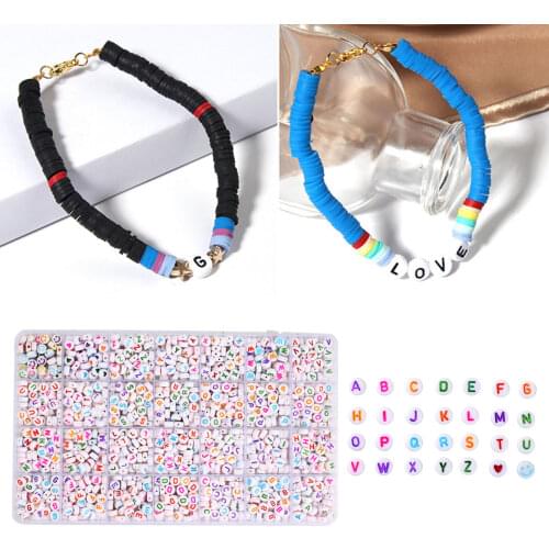 4*7mm Loose White Plastic Alphabet Letter Beads For Bracelet Jewelry DIY Findings Plastic Round Beads