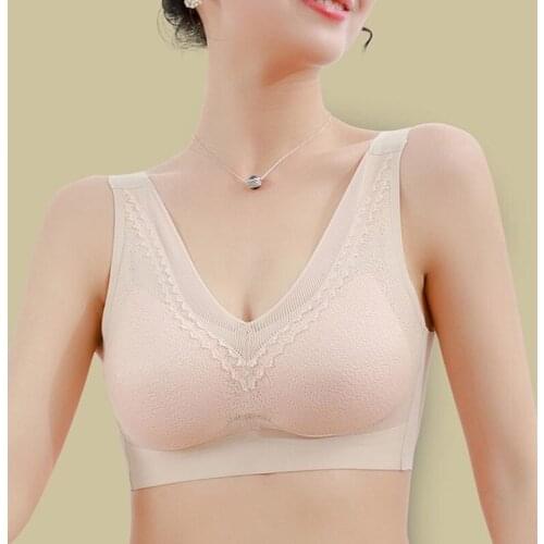 Womens Comfort Revolution Shaping Wirefree Bra Lace Seamless Lightly Lined V Neck Bralette for Fitness Non Slip A7