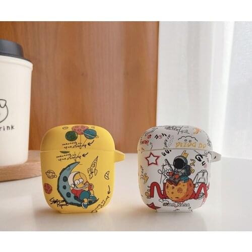 Cartoon Astronaut Headset case For Baseus W04 W04 Pro TWS Bluetooth Earphone 5.0 True Headphones case Silicone Protection Case