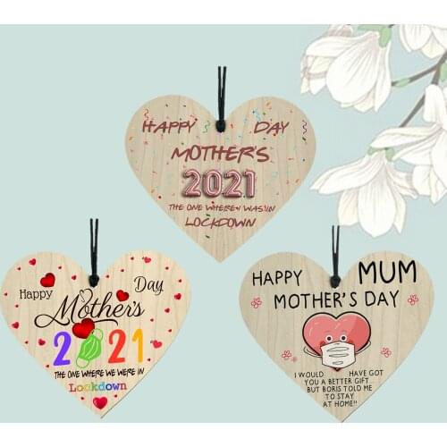 Mothers Day Wooden Heart Pendant Gift for Mother Mum Party Happy Mothers Day Sign Hanging Crafts Ornaments