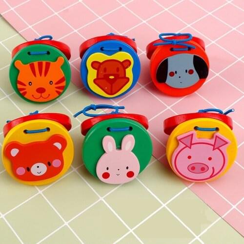 1 pcs Wooden castanets Orff Early Education Music Percussion Da Da Round Dance Board Animal Children Holiday Gift