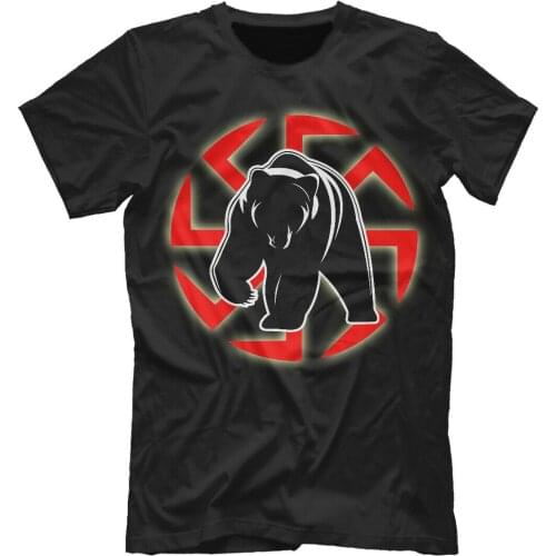 Russian Orthodox Bear Svarog Slavic Solar Deity Symbol T-Shirt. Summer Cotton Short Sleeve O-Neck Mens T Shirt New S-3XL