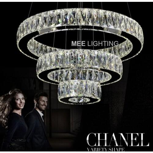 K9 Crystal LED Pendant Light LED Diamond Ring Crystal Hanging Pendant Lamp Lustre Cristal de tech Crystal Drop Lighting MD2226