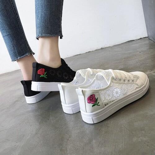 Women shoes 2020 fashion summer casual white shoes cutouts lace canvas hollow breathable platform flat shoes woman sneakers bnm7