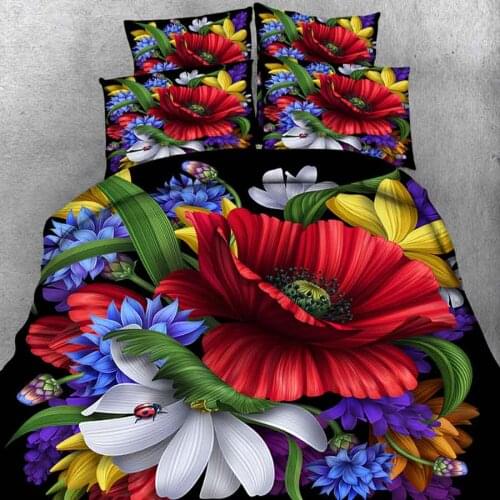 WOSTAR King size duvet cover luxury bedding set 3d print blooming flowers home double bed quilt cover with pillowcase bedclothes