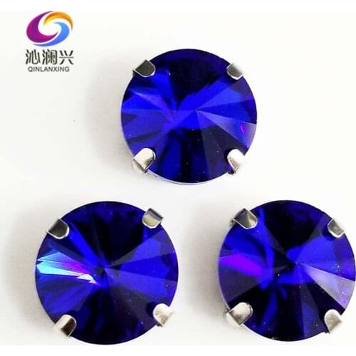 Round shape Royalblue AAA glass crystal Silver bottom claw rhinestones,flatback sew on stones,diy/apparel accessories SWR10