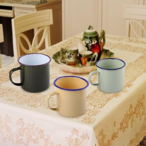 LETAOSK 8cm Outdoor Home Vintage Style Handmade Enamel Cup Mug for Drinking Coffee Bear Tea Camping Hiking Gift
