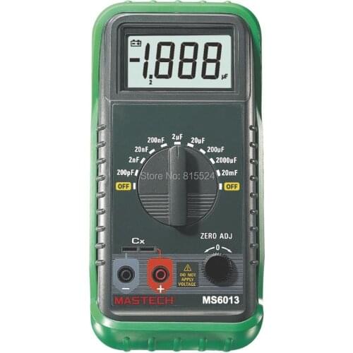 MASTECH MS6013 1999 Counts Portable 3 1/2 Digital Capacitance Meter Capacitor Tester 200pF to 20mF
