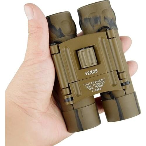 ZIYOUHU 12x25 Binoculars Telescope Glasses Desert Camouflage Flodable Outdoor Sports Camping Hiking Nature Obsere